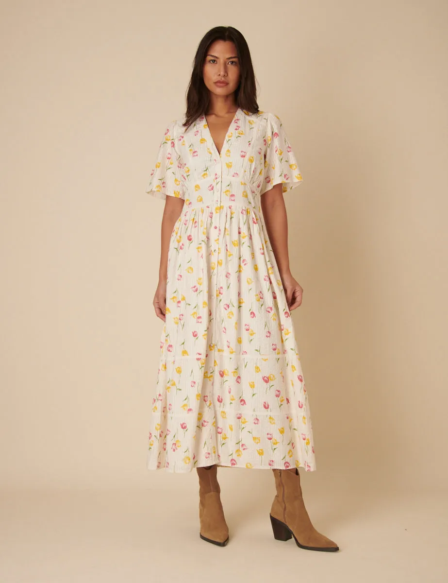 Cream Floral Sorcha Midi Dress sold by Nobody's Child
