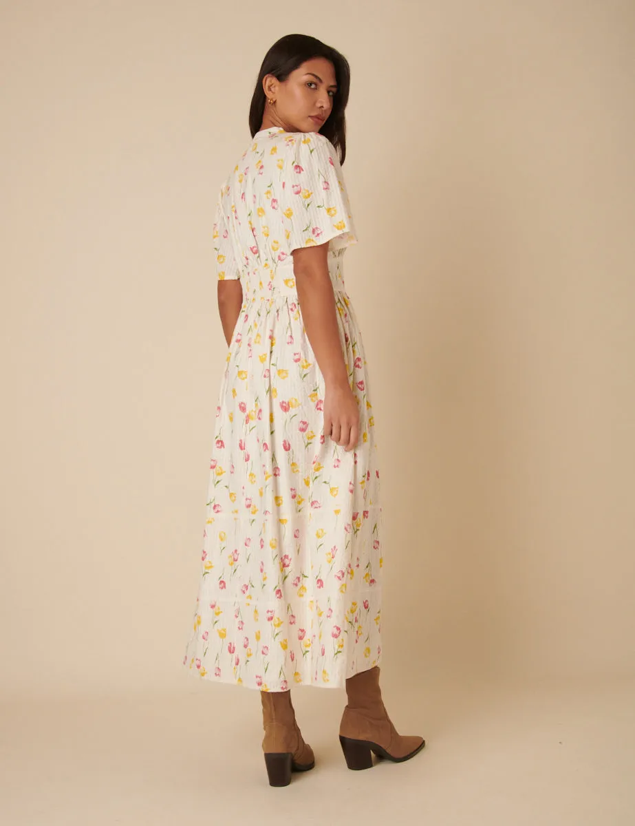 Cream Floral Sorcha Midi Dress sold by Nobody's Child product image thumbnail 4