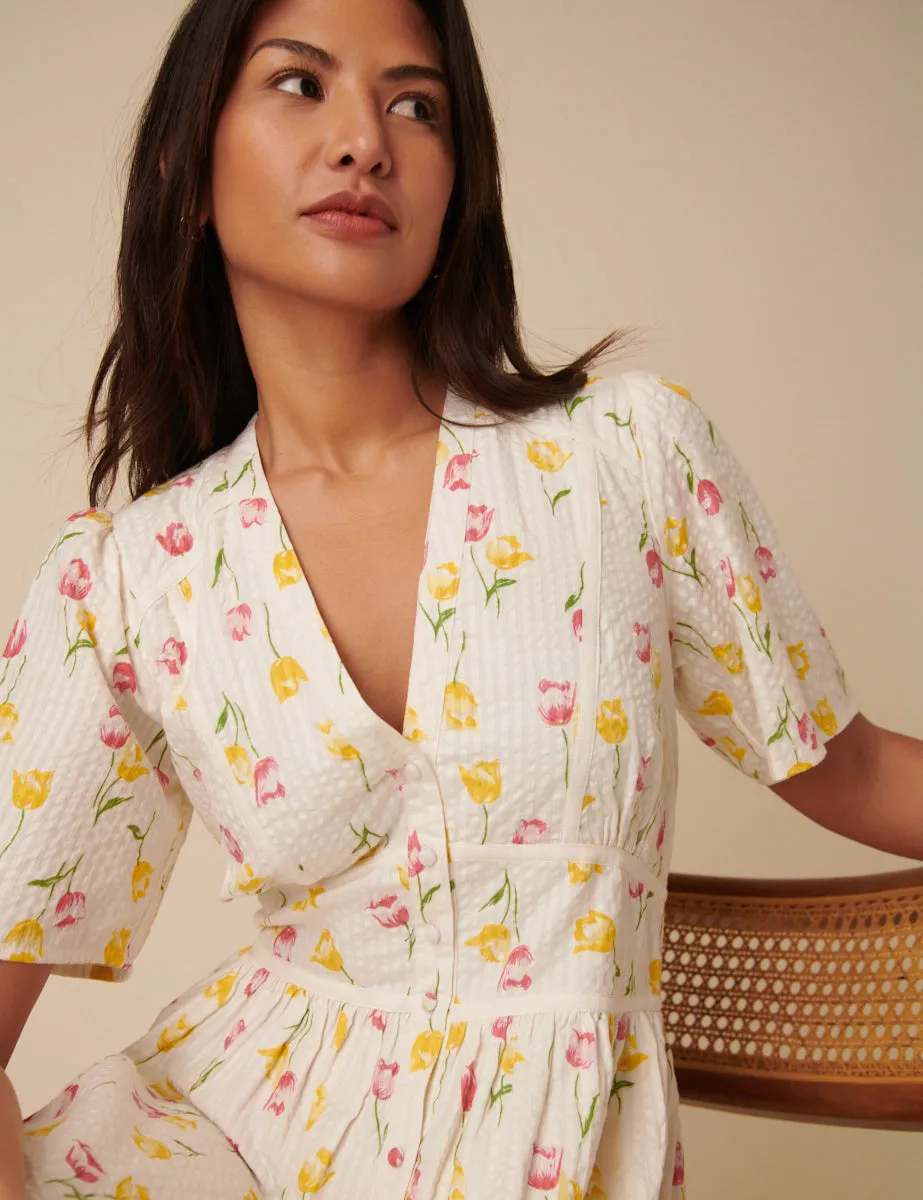 Cream Floral Sorcha Midi Dress sold by Nobody's Child product image thumbnail 2