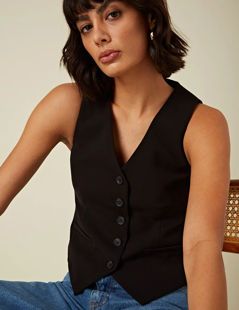 Black V-Neck Waistcoat sold by Nobody's Child product image thumbnail 2