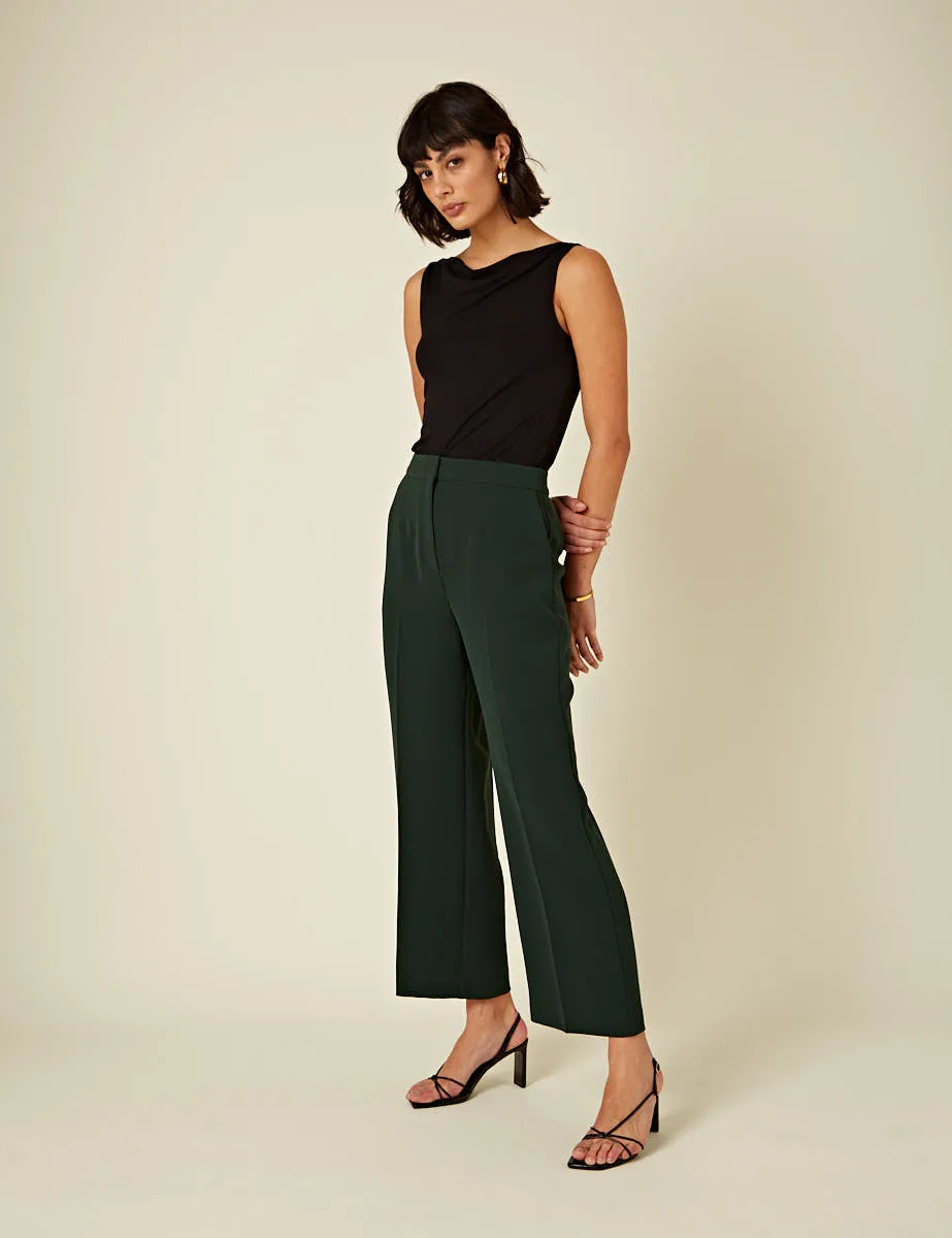 Forest Green Etta Straight Leg Trousers sold by Nobody's Child