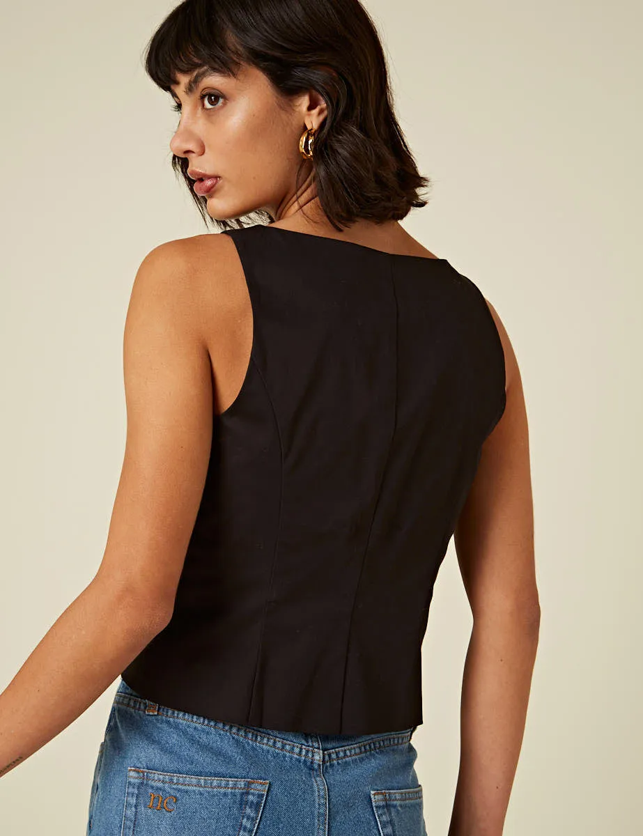 Black Slash Neck Waistcoat sold by Nobody's Child product image thumbnail 4