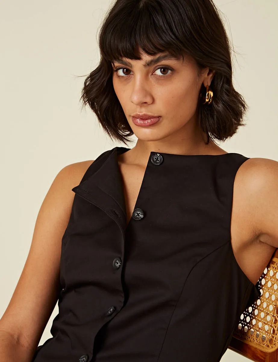 Black Slash Neck Waistcoat sold by Nobody's Child product image thumbnail 2