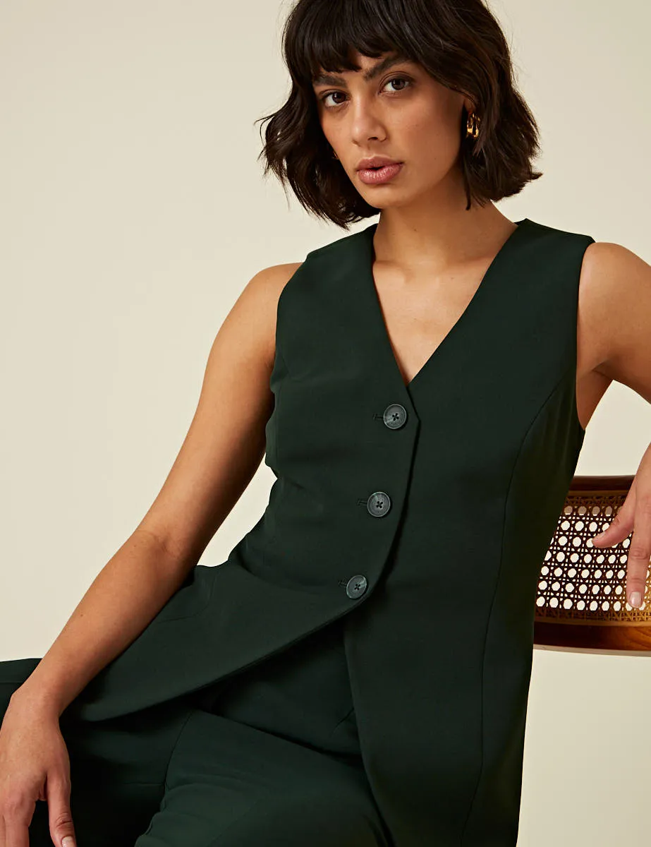 Forest Green Longline Waistcoat sold by Nobody's Child