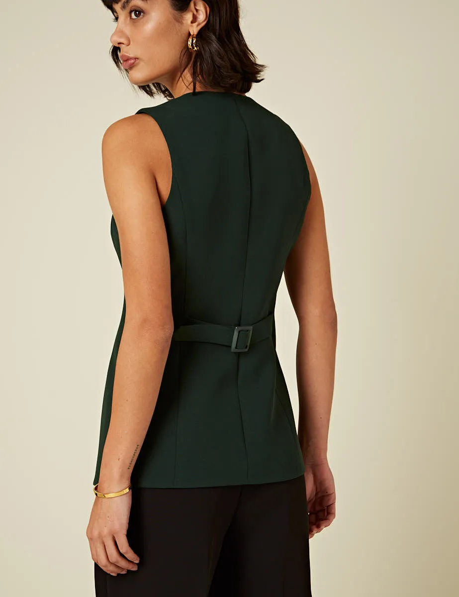 Forest Green Longline Waistcoat sold by Nobody's Child product image thumbnail 5