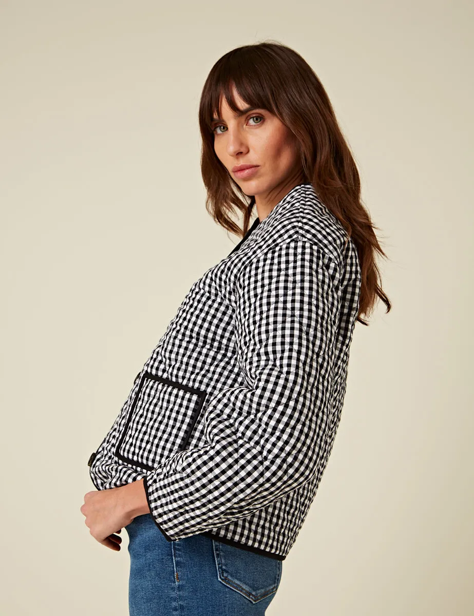 Black Gingham Reversible Quilted Jacket sold by Nobody's Child product image thumbnail 4
