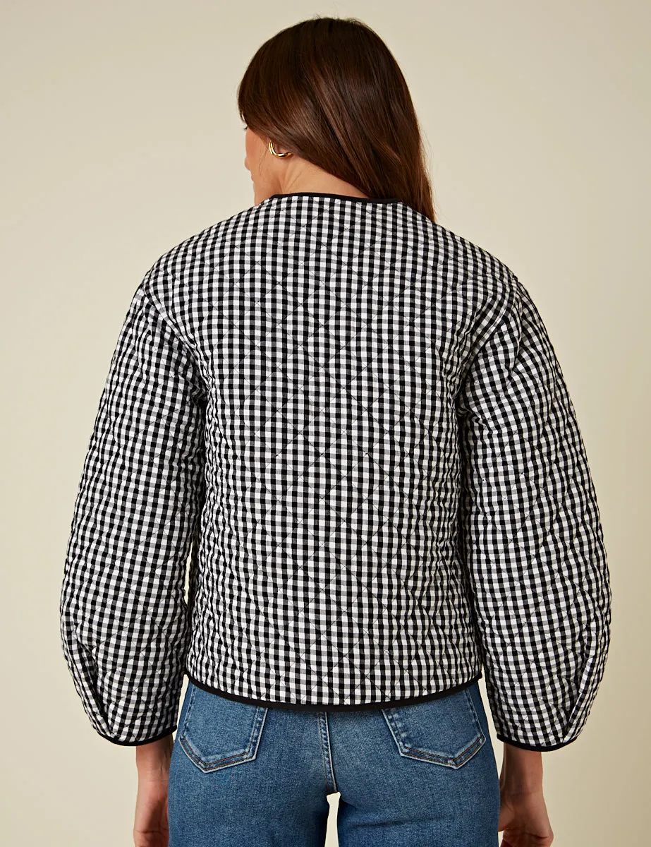 Black Gingham Reversible Quilted Jacket sold by Nobody's Child product image thumbnail 5