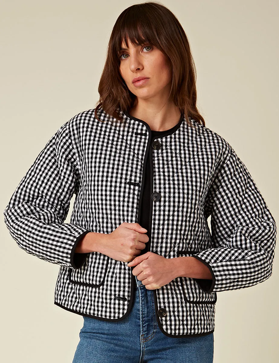 Black Gingham Reversible Quilted Jacket sold by Nobody's Child