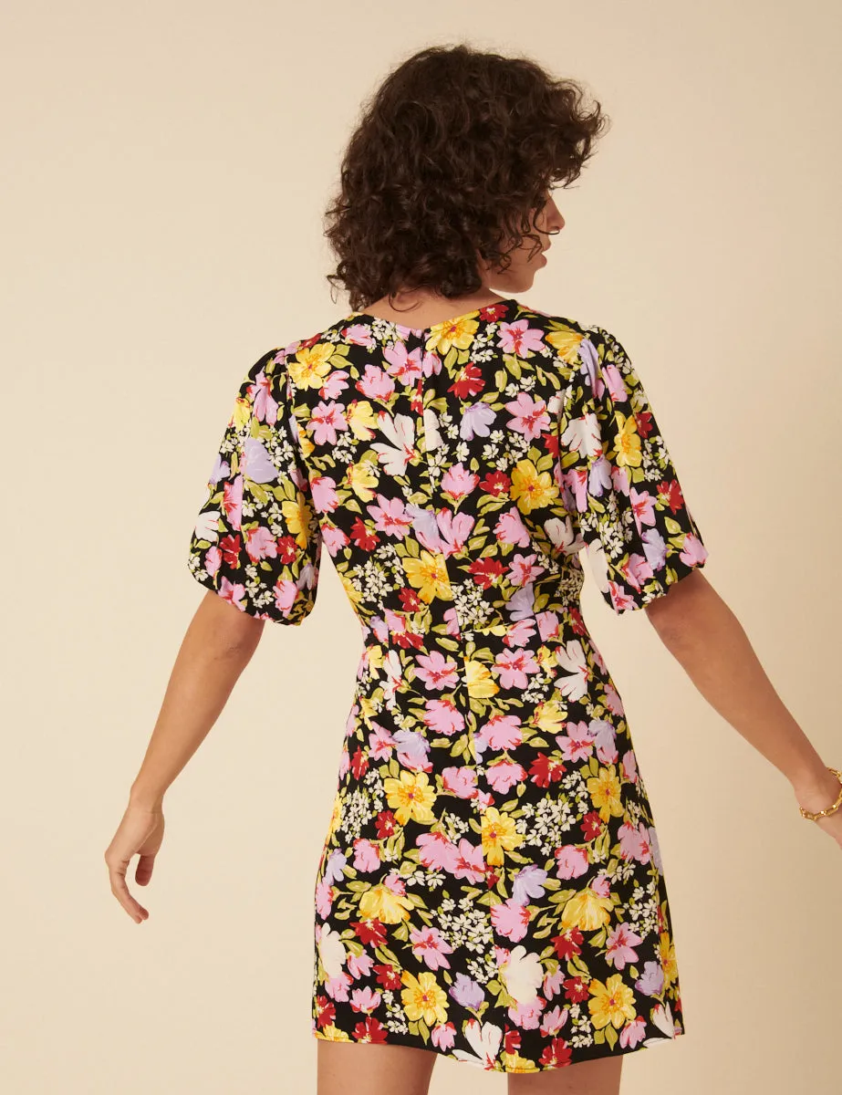 Black Floral Benita Mini Dress sold by Nobody's Child product image thumbnail 4
