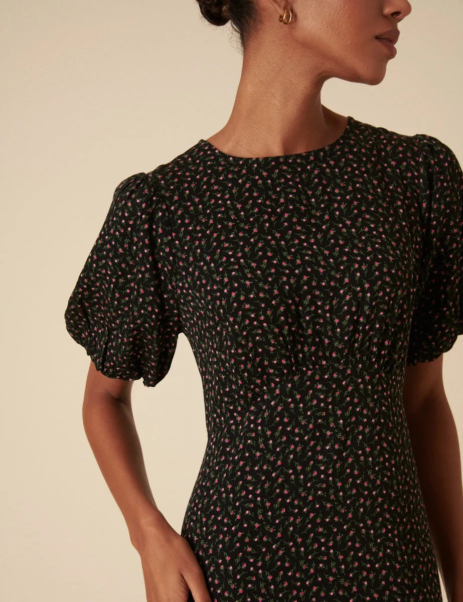 Black Floral Benita Midi Dress sold by Nobody's Child product image thumbnail 2