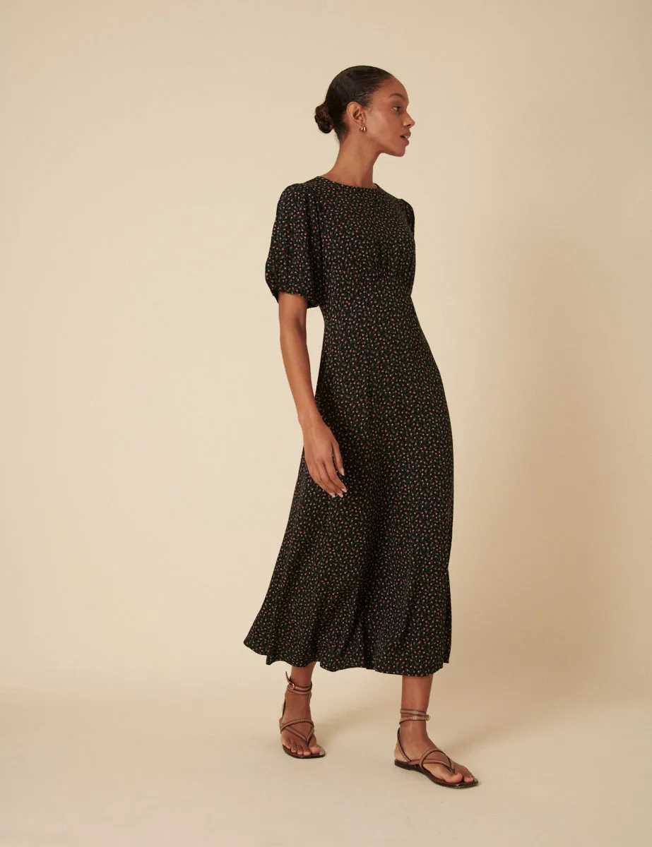 Black Floral Benita Midi Dress sold by Nobody's Child product image thumbnail 3