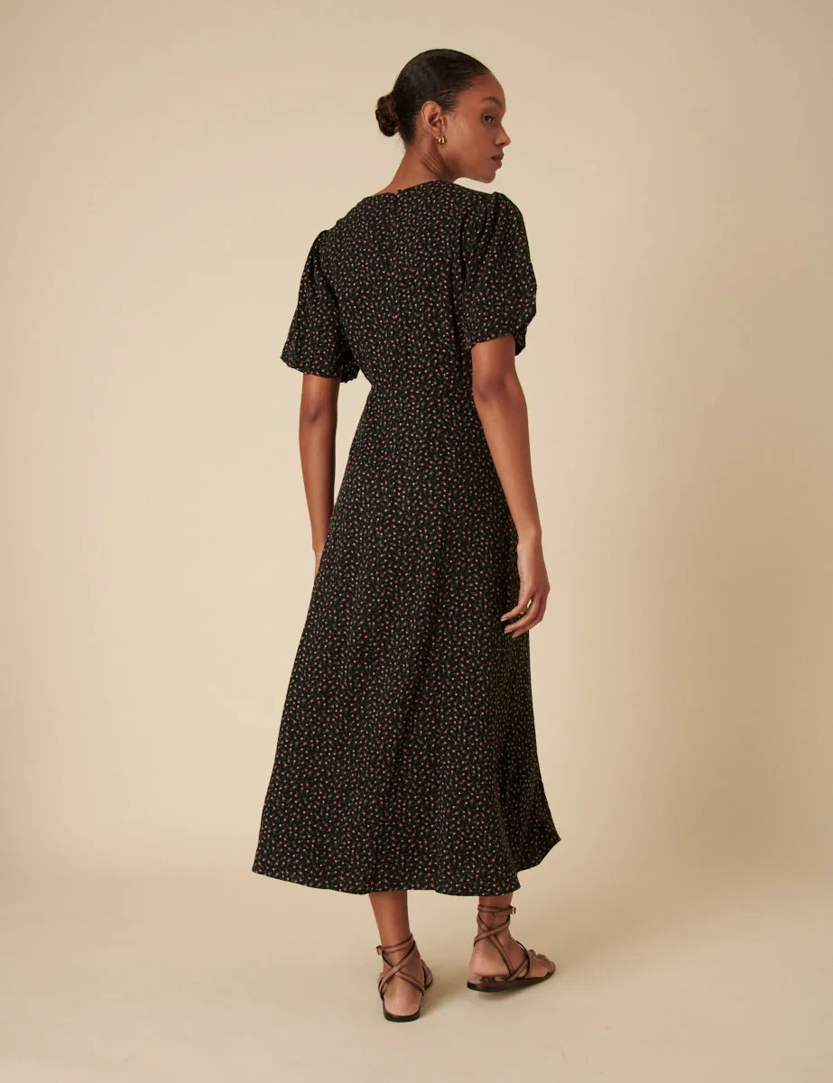 Black Floral Benita Midi Dress sold by Nobody's Child product image thumbnail 4