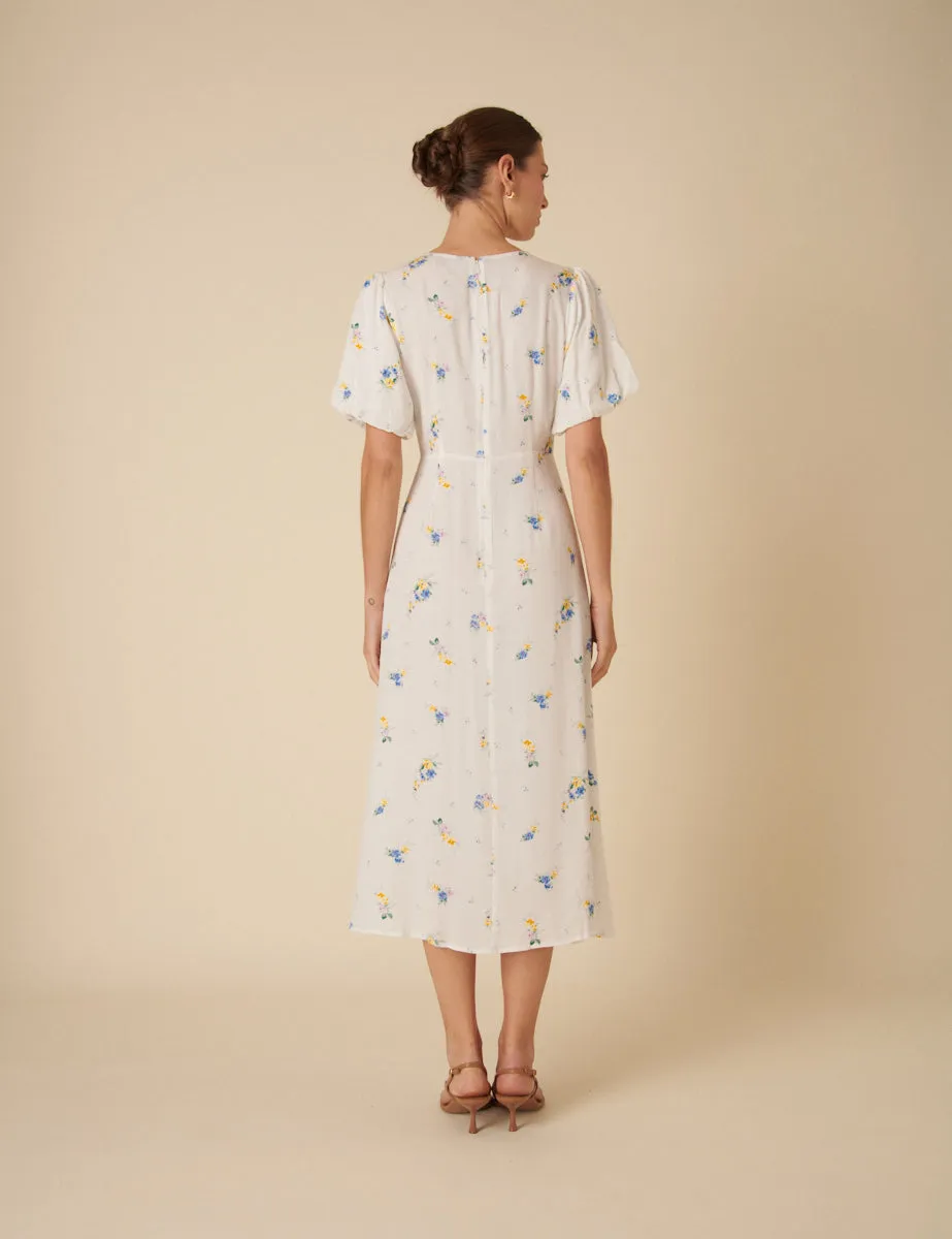 Cream Floral Benita Midi Dress sold by Nobody's Child product image thumbnail 5