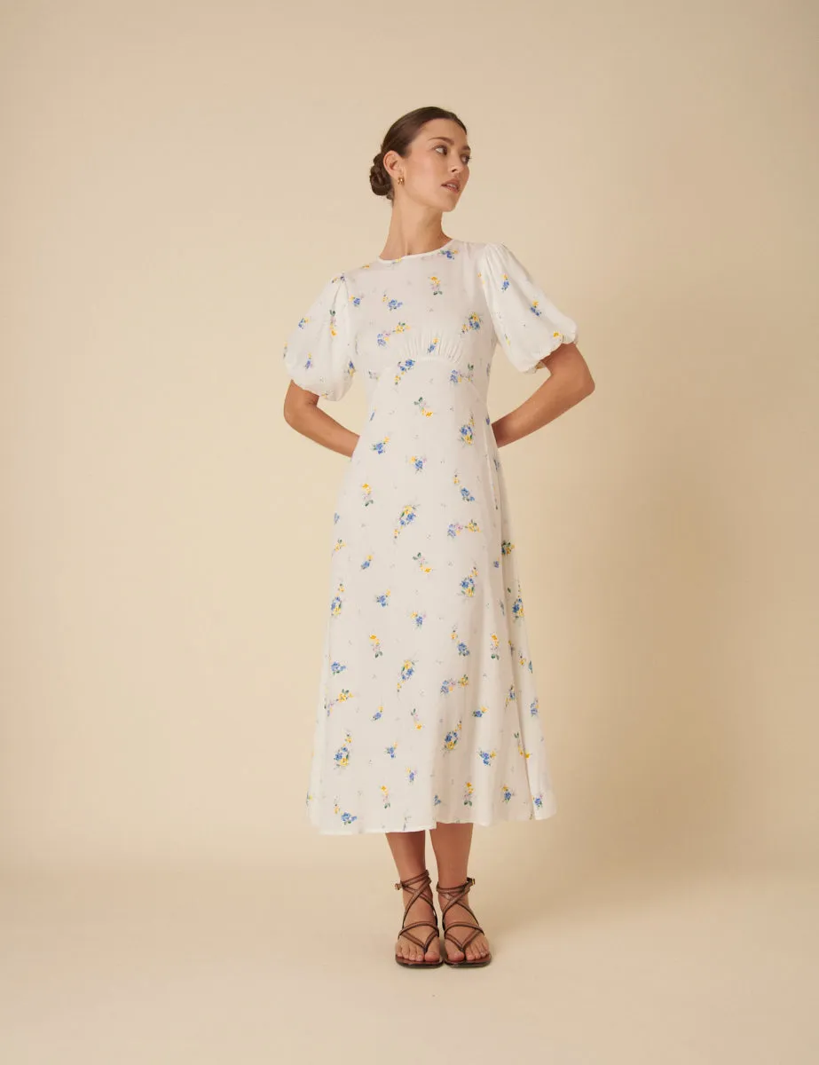 Cream Floral Benita Midi Dress sold by Nobody's Child product image thumbnail 3