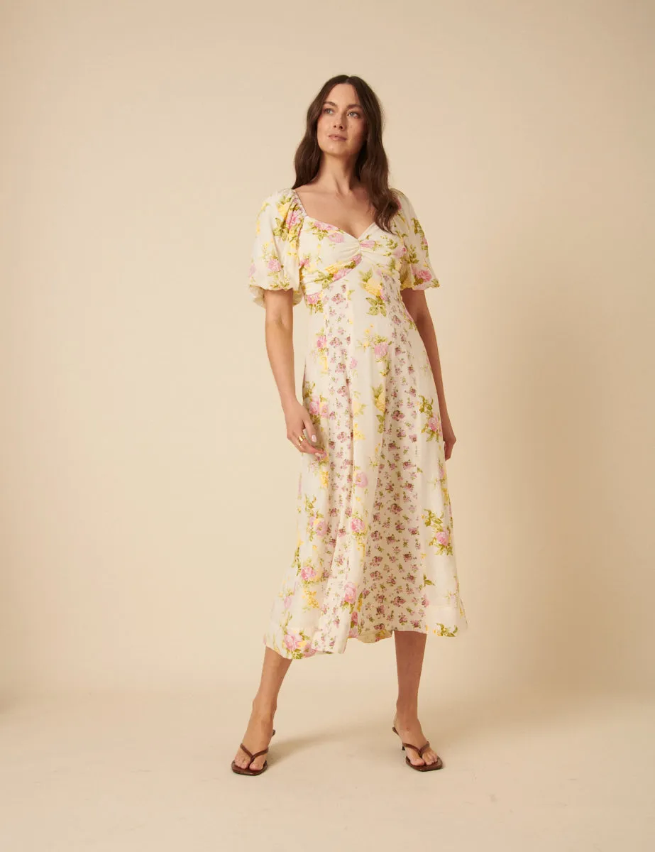 White Floral Peony Midi Dress sold by Nobody's Child