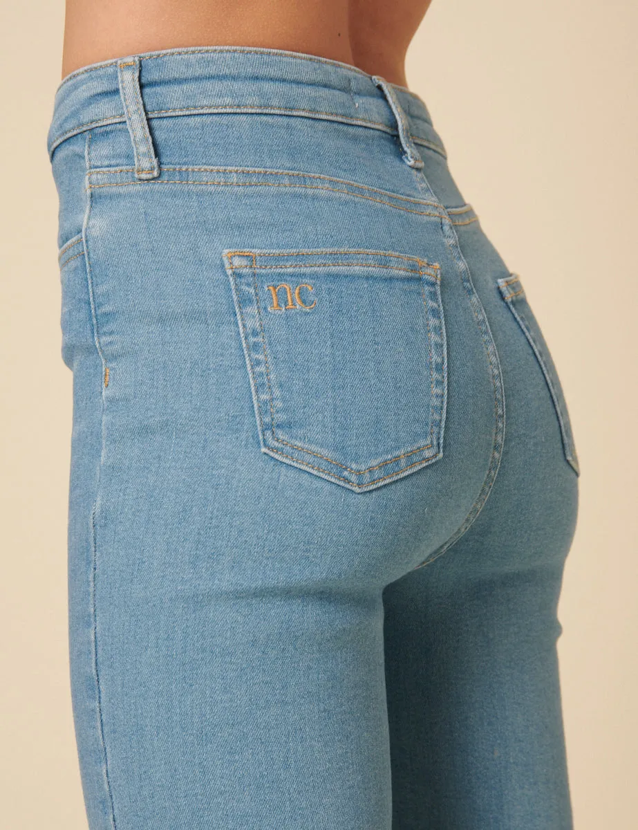 Light Blue High Rise Cropped Kick Flare Jeans sold by Nobody's Child product image thumbnail 2