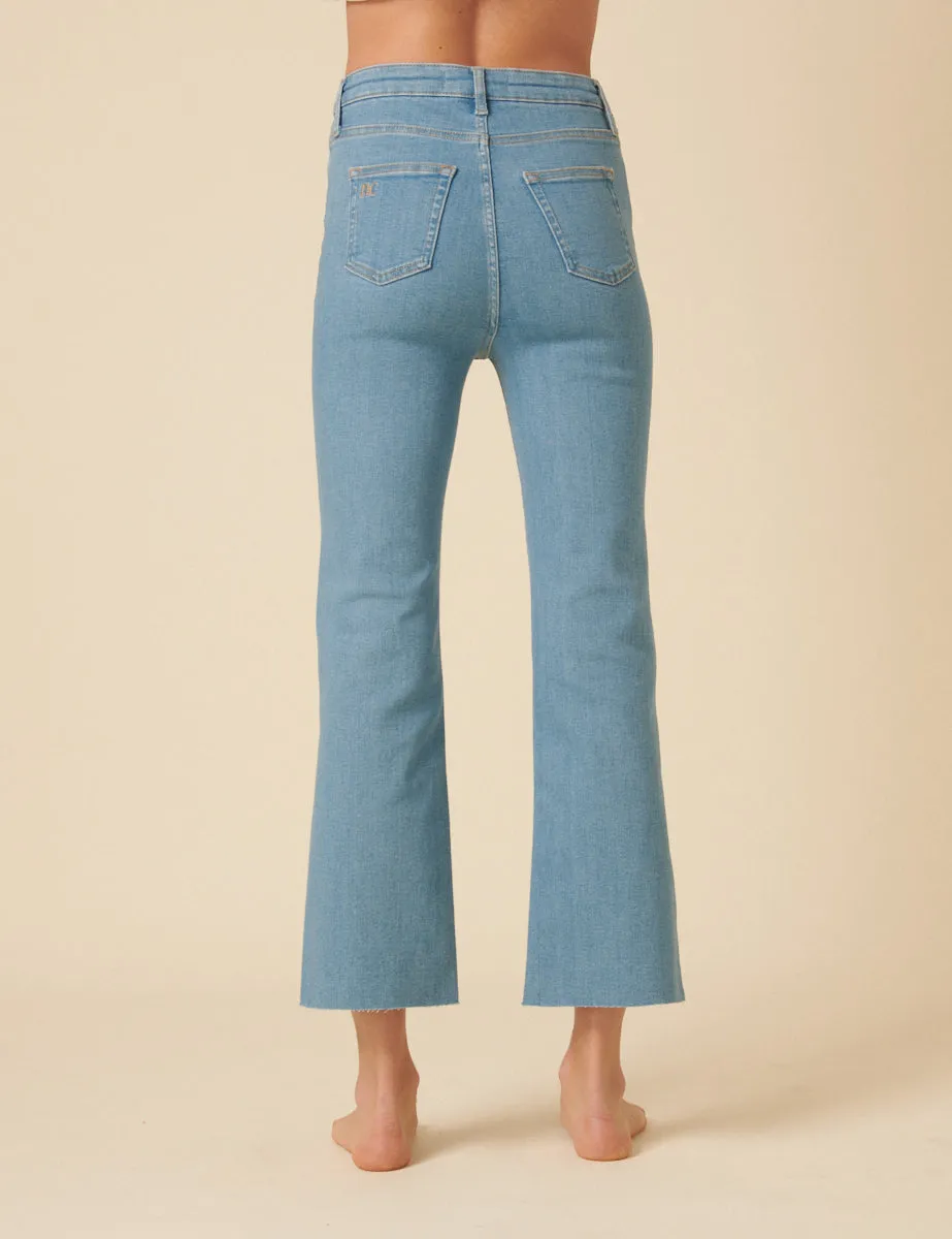 Light Blue High Rise Cropped Kick Flare Jeans sold by Nobody's Child product image thumbnail 4