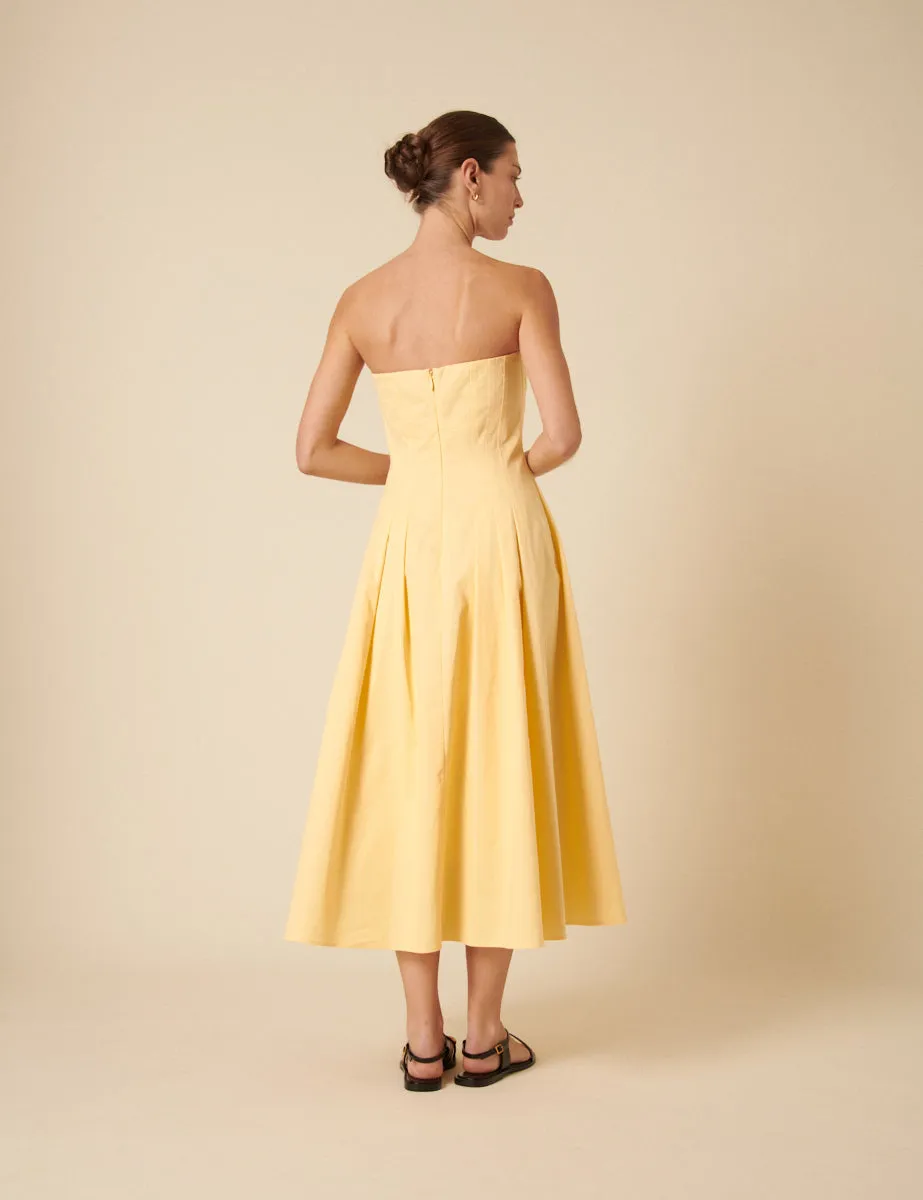 Butter Yellow Bandeau Emmett Midi Dress sold by Nobody's Child product image thumbnail 5