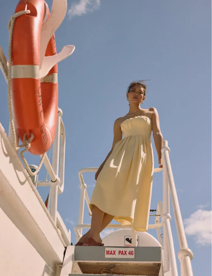 Butter Yellow Bandeau Emmett Midi Dress sold by Nobody's Child product image thumbnail 2