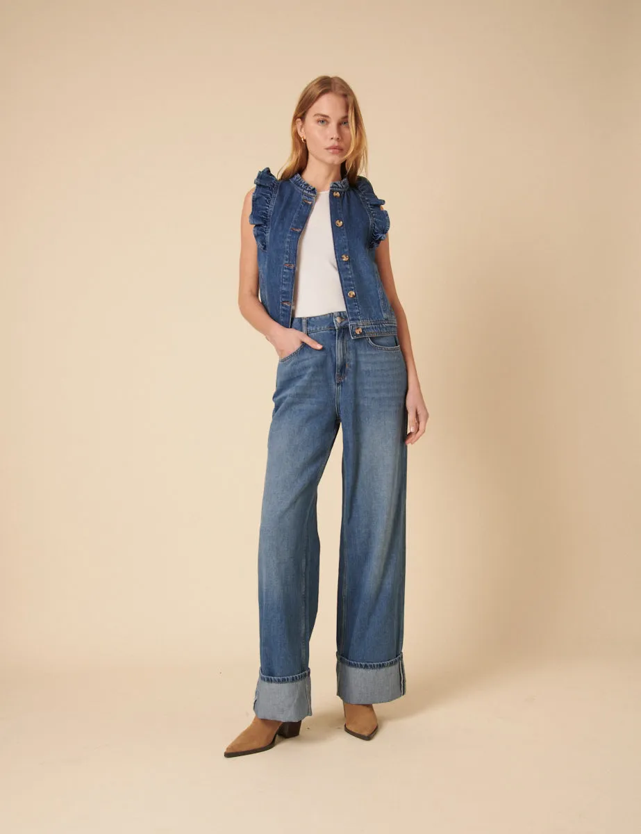 Blue Denim Frill Waistcoat sold by Nobody's Child product image thumbnail 3