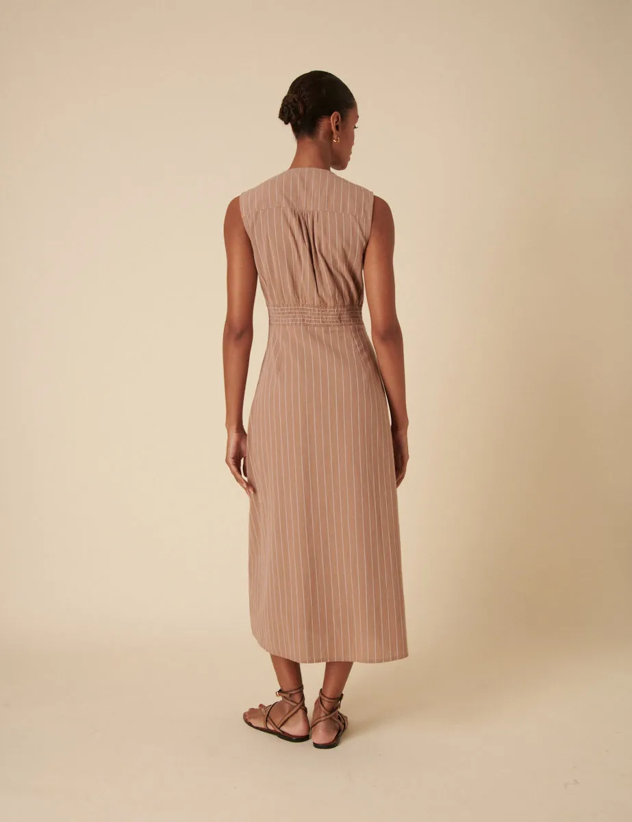 Stone Pinstripe Sleeveless Lucinda Midi Dress sold by Nobody's Child product image thumbnail 4