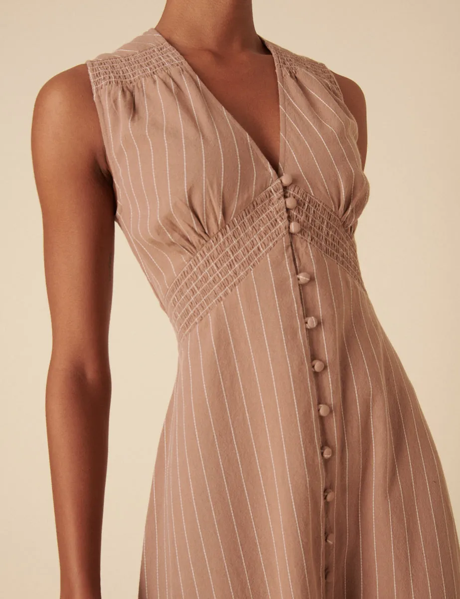 Stone Pinstripe Sleeveless Lucinda Midi Dress sold by Nobody's Child product image thumbnail 2