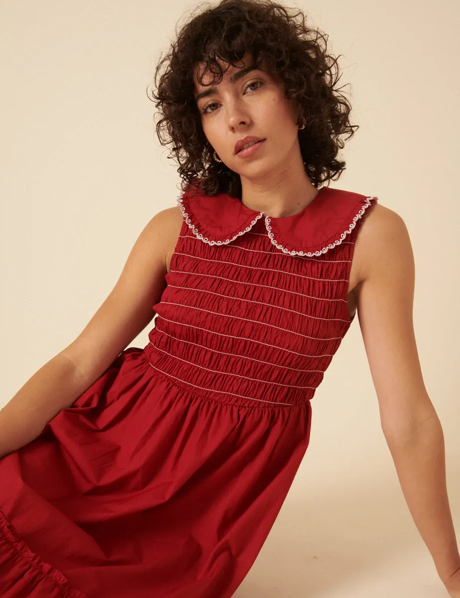Red Ruched Collar Tiered Teresa Midi Dress sold by Nobody's Child product image thumbnail 3