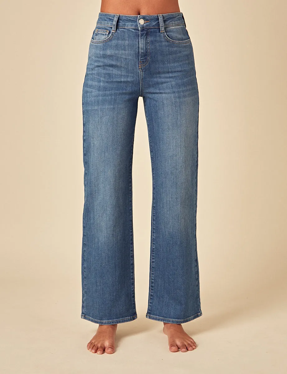 Blue Stretch Wide Leg Jeans sold by Nobody's Child