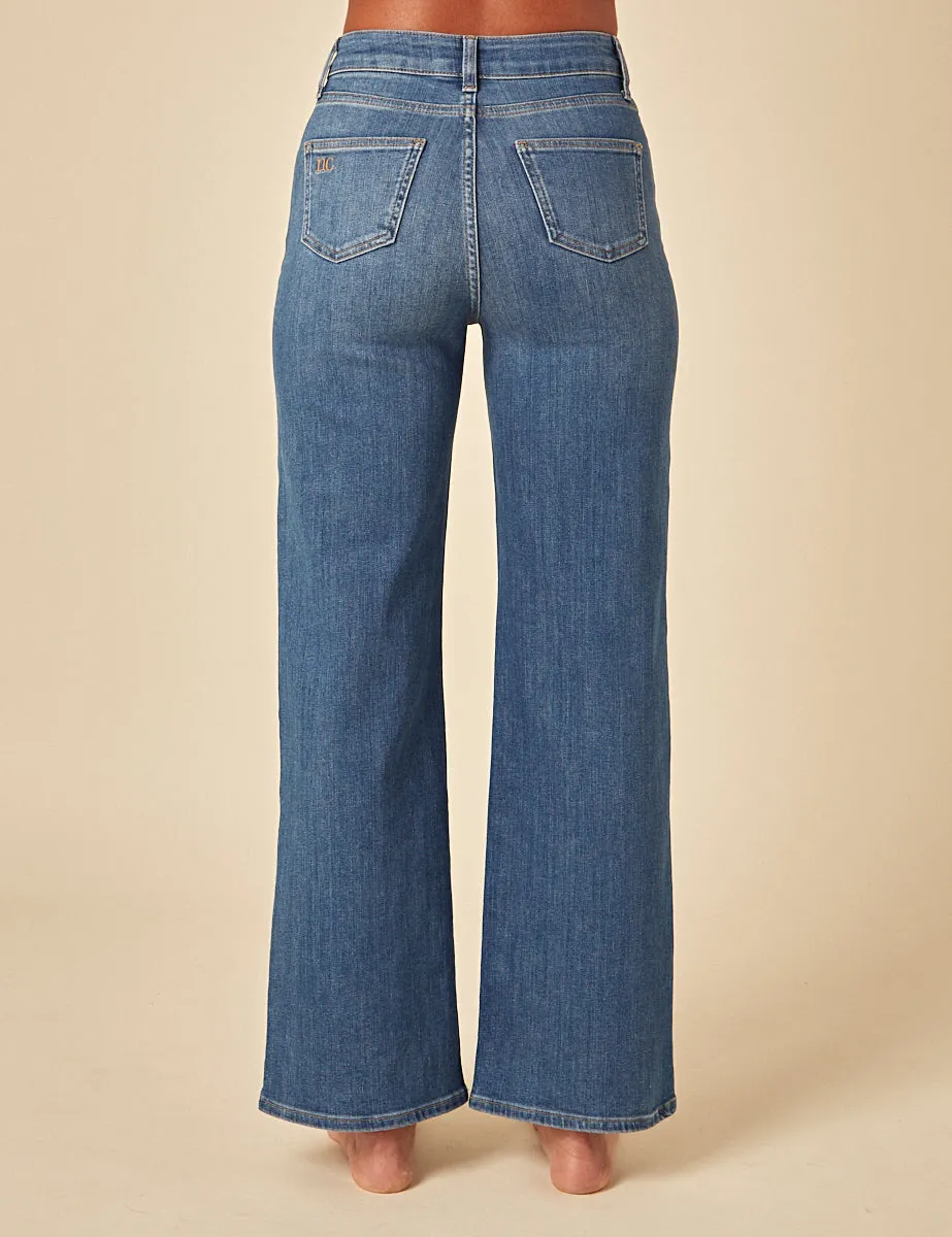 Blue Stretch Wide Leg Jeans sold by Nobody's Child product image thumbnail 4