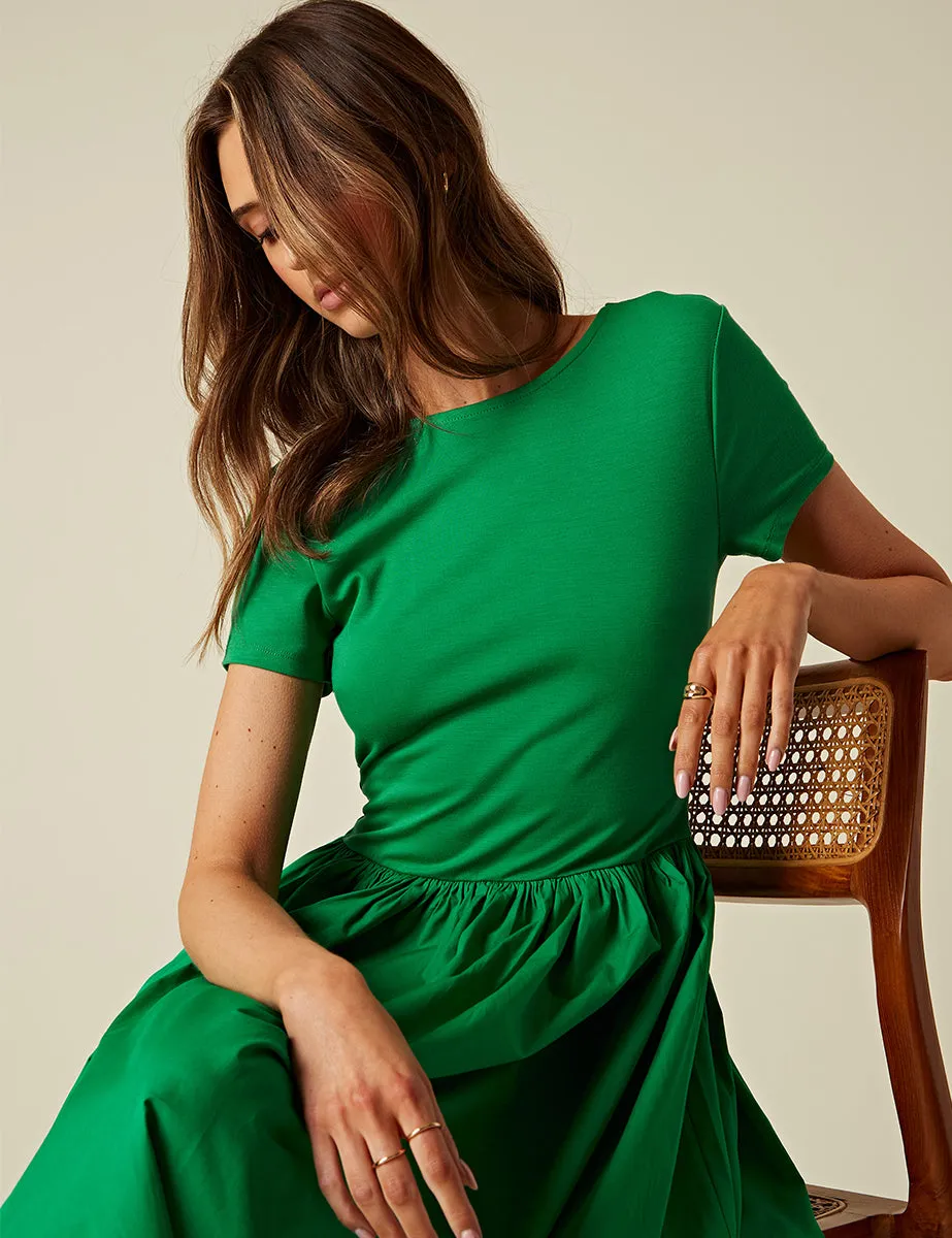 Green Short Sleeve A-line Sarah Midi Dress sold by Nobody's Child product image thumbnail 2