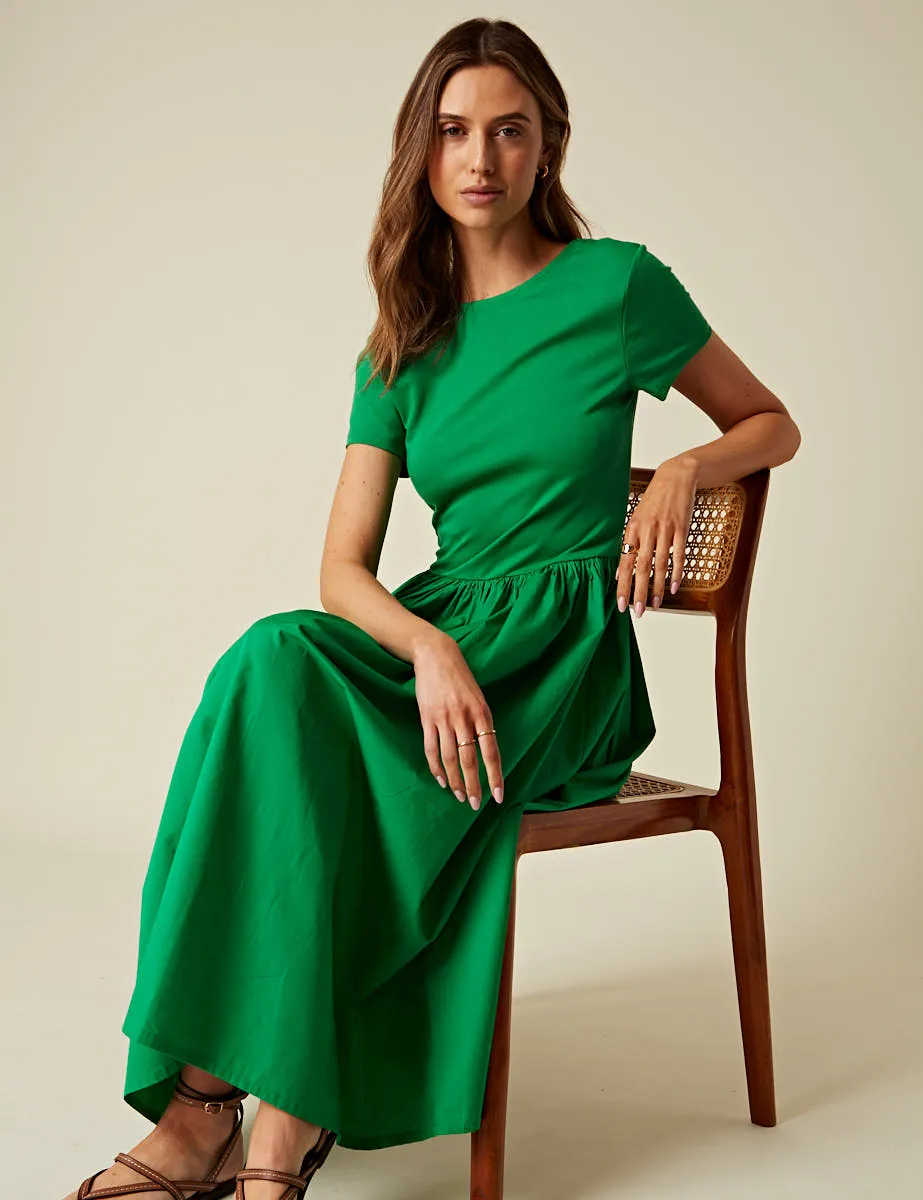 Green Short Sleeve A-line Sarah Midi Dress sold by Nobody's Child product image thumbnail 3