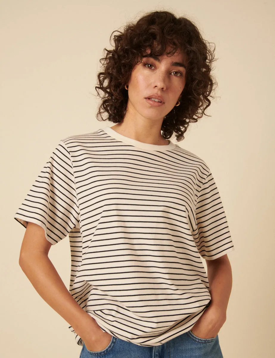 White Striped Oversized T-shirt sold by Nobody's Child