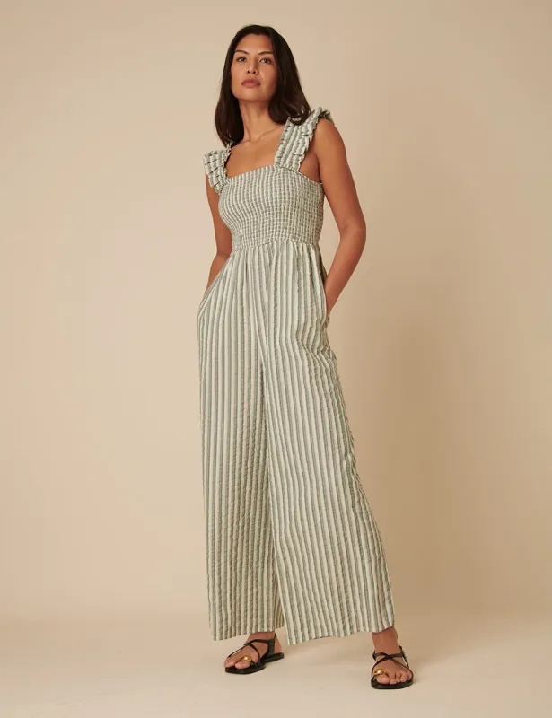 Petite Green Striped Sleeveless Maya Jumpsuit made by Nobody's Child