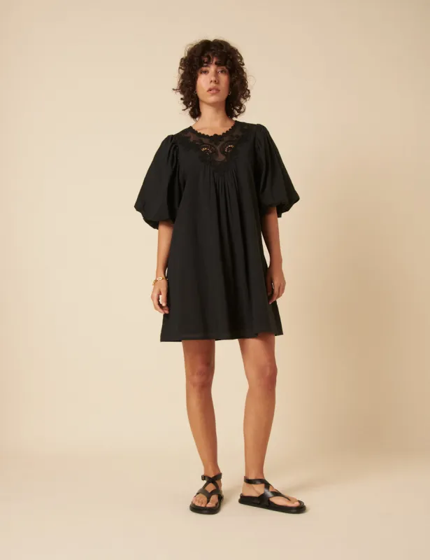 Black Tori Mini Smock Dress sold by Nobody's Child
