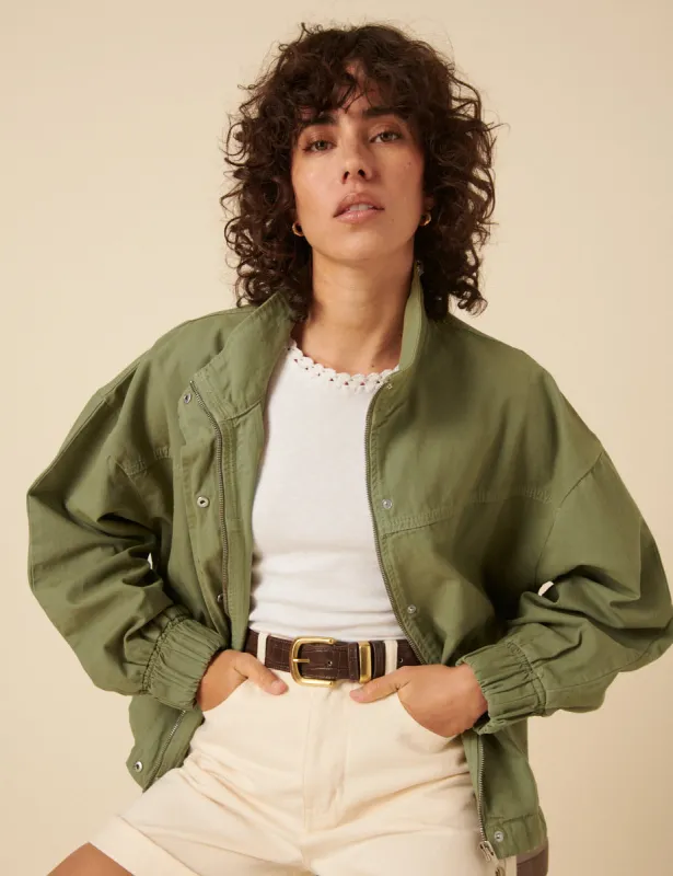 Khaki Cotton Laundered Jacket sold by Nobody's Child