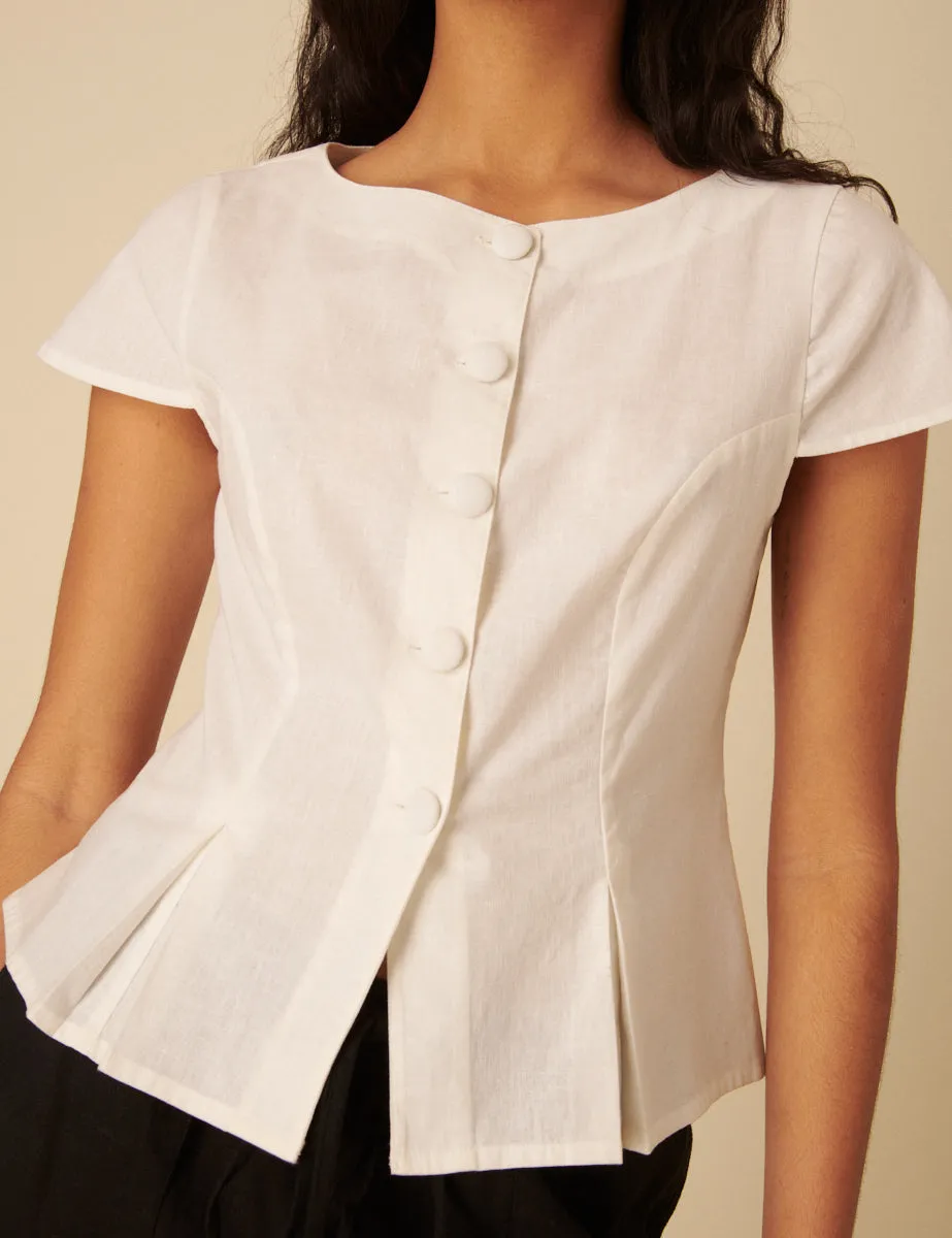 White Tailored Pleated Blouse sold by Nobody's Child product image thumbnail 2