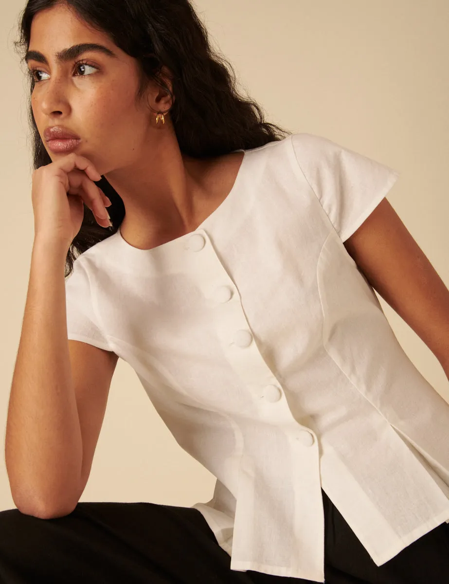 White Tailored Pleated Blouse sold by Nobody's Child product image thumbnail 3