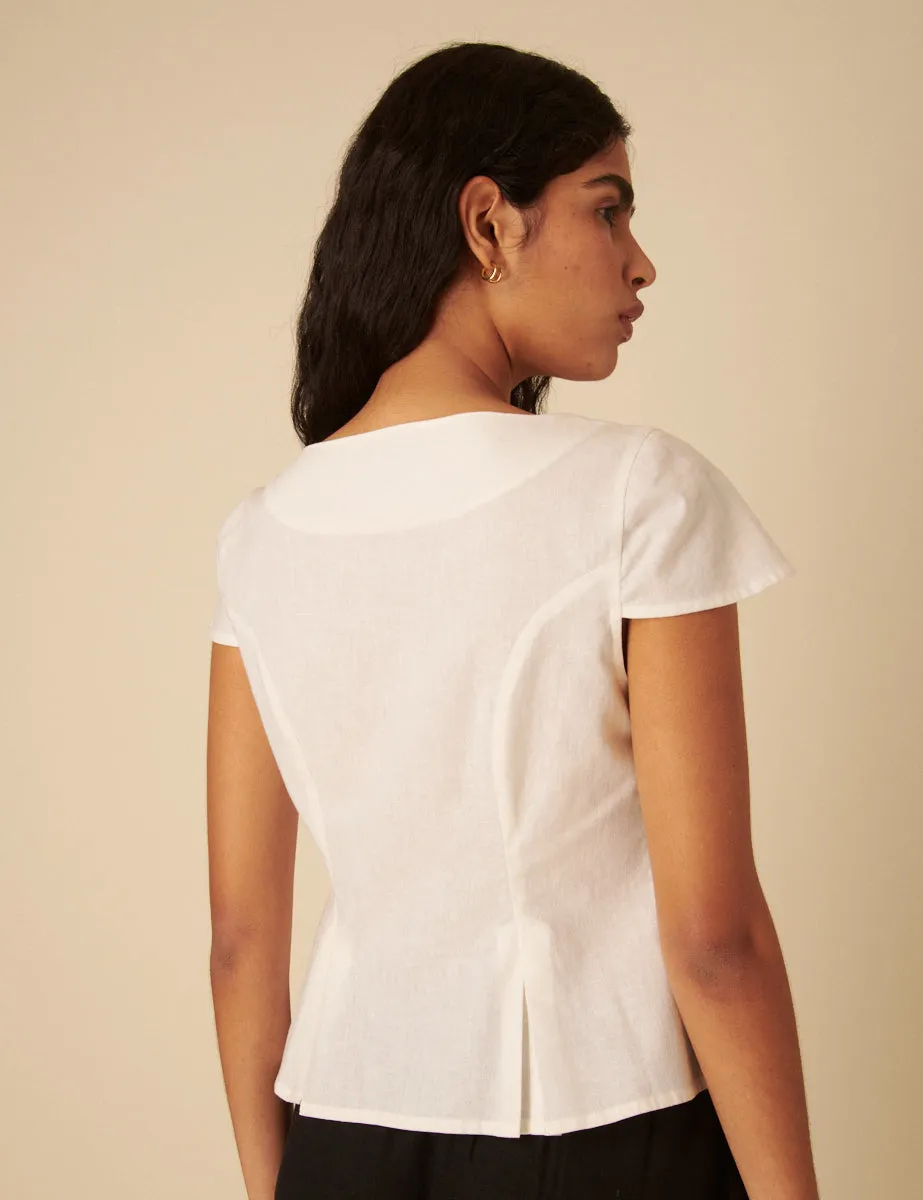 White Tailored Pleated Blouse sold by Nobody's Child product image thumbnail 4