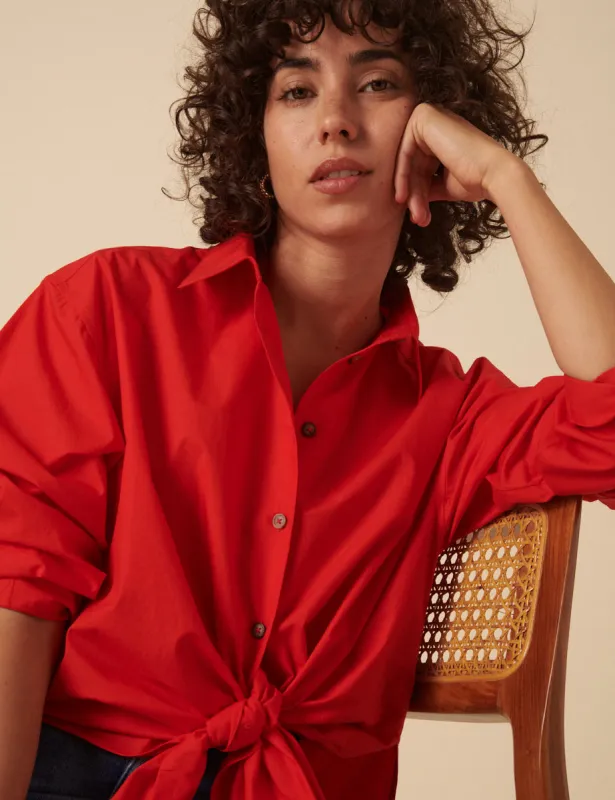 Red Relaxed Boyfriend Shirt sold by Nobody's Child