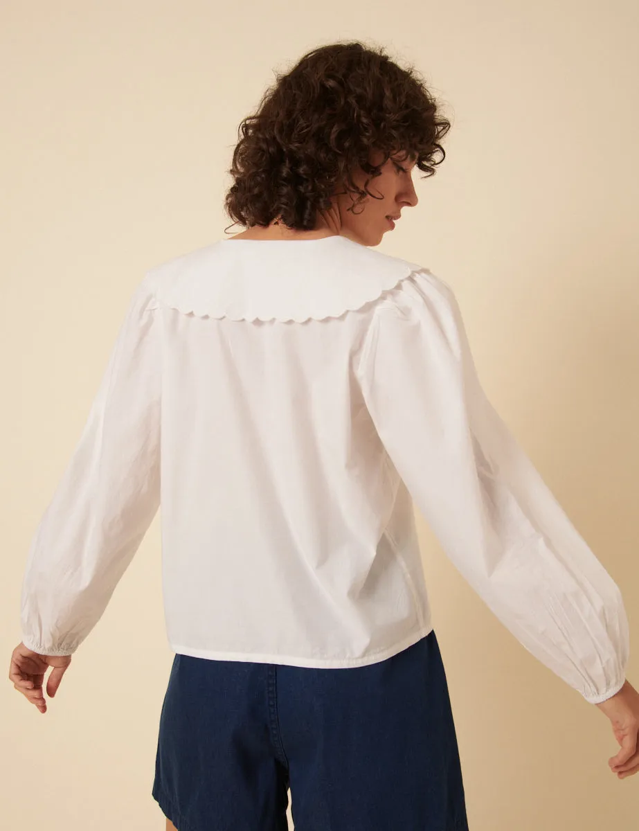 White Long Sleeve Birdie Blouse sold by Nobody's Child product image thumbnail 4