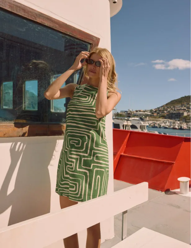 Green Abstract Palermo Mini Dress sold by Nobody's Child