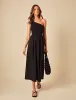 Black One Shoulder Georgia Midi Dress sold by Nobody's Child
