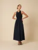 Navy Shirred Halter Neck Tizzy Midi Dress sold by Nobody's Child