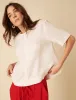 White Linen-blend Short Sleeve Top sold by Nobody's Child
