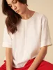 White Linen-blend Short Sleeve Top sold by Nobody's Child