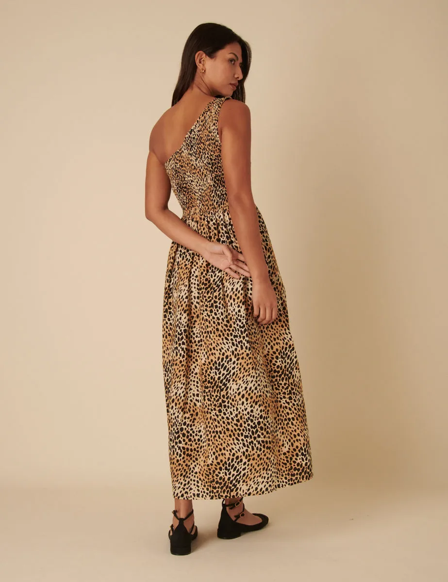 Leopard Print One Shoulder Georgia Midi Dress sold by Nobody's Child product image thumbnail 4