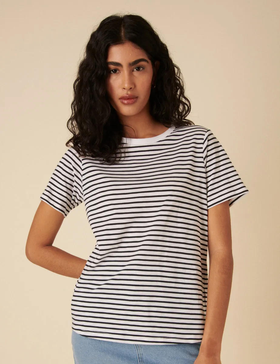 Black And White Striped Easy Fit T-Shirt sold by Nobody's Child