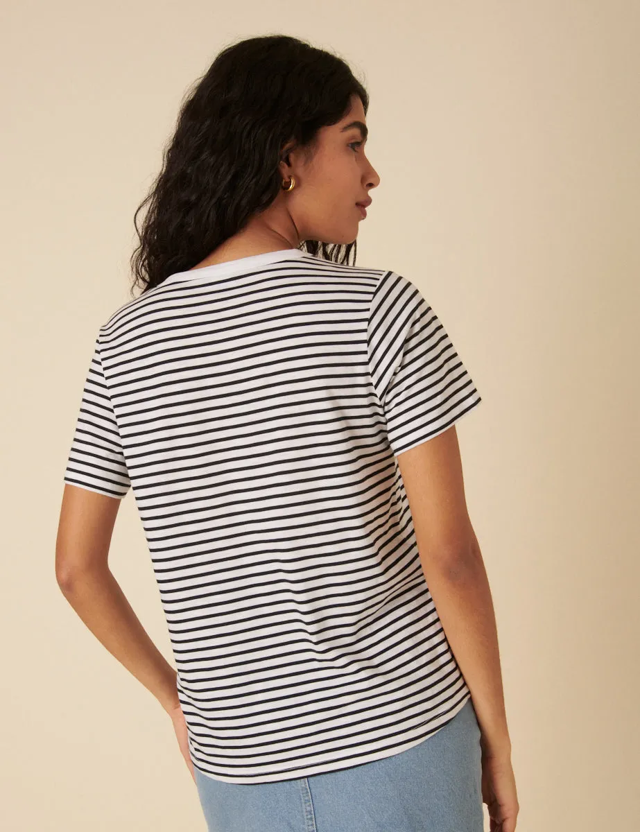 Black And White Striped Easy Fit T-Shirt sold by Nobody's Child product image thumbnail 4
