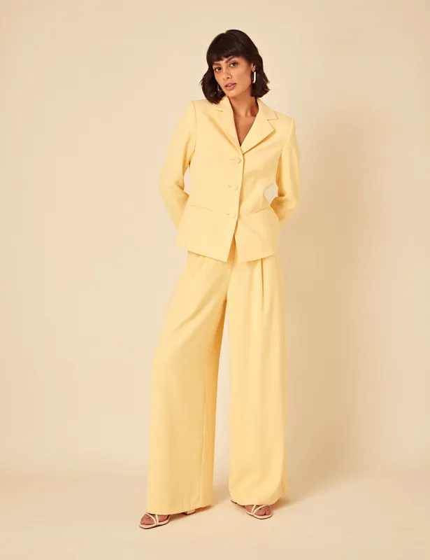 Butter Yellow Wide Leg Trousers sold by Nobody's Child