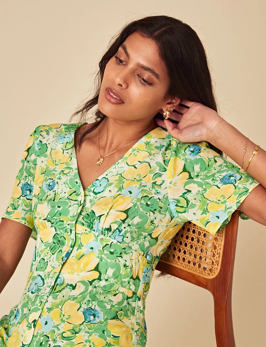 Green Floral Alexa Mini Dress sold by Nobody's Child product image thumbnail 5